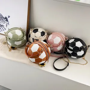 Sac Bandoulière Créatif pour Femmes en Forme de Ballon de Basket et Football Cuir PU Chaîne Sac à Main pour Fête Décontractée