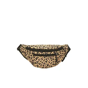 Fashionable leopard print nylon fanny pack with adjustable strap for travel and sports