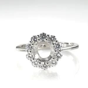 Montatura per anello in argento sterling S925 a girasole per pietra da 1ct