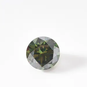 Moissanite Vert Foncé Taille Brillant Rond Pierre Précieuse Vrac Diamant Synthétique Avec Certificat GRA Pour Création De Bijoux Accessoires Cadeau
