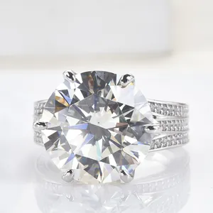 S925 Sterling Silver Ring For Women Luxurious Round Cut Zirconia Eight Hearts And Eight Arrows Six Prong Setting High Carbon Diamond Ring For Wedding Banquet