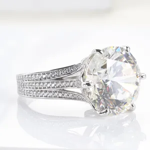 Luxurious 12ct round brilliant cut VVS diamond ring with triple row pavé setting