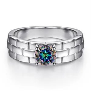 Creative Watch Strap Style 925 Sterling Silver Ring For Men Women Round Cut Moissanite Inlaid Fashion Jewelry Band Ring