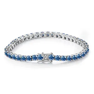 Luxury Colorful Moissanite Tennis Bracelet 925 Sterling Silver Round Cut Lab Diamond Hip Hop Bracelet With GRA Certificate For Men Women Jewelry