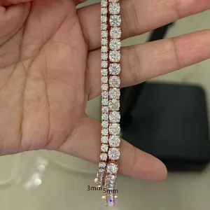 Sparkling 3mm and 5mm rose gold tennis bracelets with round-cut moissanite stones