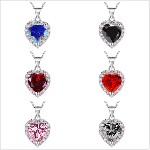 2ct heart cut moissanite necklaces in diverse colors with GRA certificates and silver chain