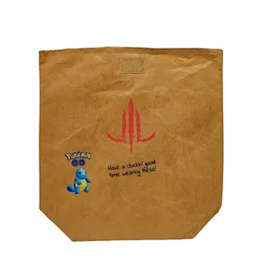 Detail of Tyvek insulated lunch bag with Pokemon logo and red claw mark design