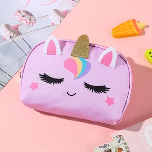 Cute Unicorn Sequins Oxford Cloth Coin Purse Pencil Case Makeup Organizer Small Storage Bag For Kids Girls Daily Use
