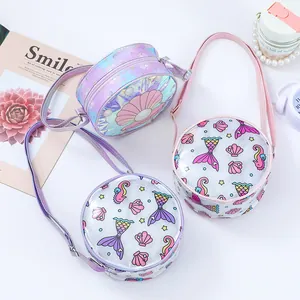 Borse a tracolla a sirena con paillettes arcobaleno per bambine e spalline regolabili