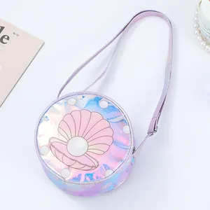 Borsa a tracolla sirena arcobaleno per bambini con finitura laser viola cangiante