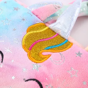 Plush unicorn tie-dye shoulder bag with glitter stars and moon embroidery detail