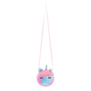 Süße Einhorn Umhängetasche für Kinder mit rosa und blauem Farbverlauf aus Plüsch