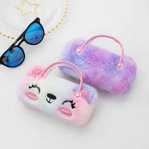 Étuis à lunettes en peluche et sacs à main pour enfants en fausse fourrure dégradée