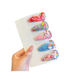 Set di fermagli per capelli bimbi con sirena e unicorno e paillettes colorate