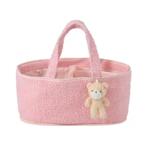 Teddyvlies Windel Organizer Niedlicher Bär Anhänger Aufbewahrungskorb Faltbar Tragbar Babyzimmer Organizer Tasche