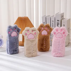 Süße Plüsch Katzenpfote Mäppchen Große Kapazität Weiche Kunstfell Schreibwaren Tasche Kosmetik Aufbewahrungstasche Für Mädchen