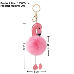 Flamingo Plüsch-Schlüsselanhänger in Rosa mit Maßen 15x8x8cm und Gewicht von 20g