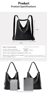 Guida alle taglie dello zaino nero con borchie, dimensioni 30x33x12cm e capacità