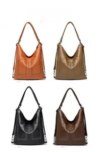 Collage di borse tote in pelle marrone, kaki, nera e caffè con dettagli in borchie