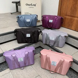 Large Capacity Nylon Travel Bag Waterproof Duffel Bag For Women Sports Fitness Gym Bag Trolley Sleeve Weekend Overnight Bag