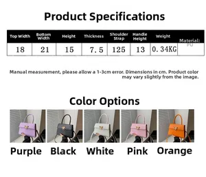 Detailed size chart and parameter specifications for the solid color PU leather crossbody bag