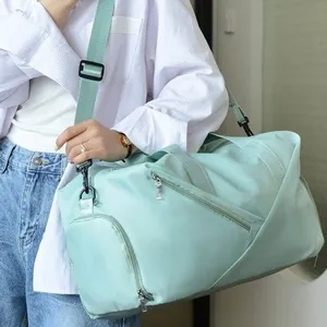 Mint green large capacity travel bag with dry-wet separation for fitness and sports training