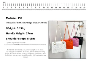 Spécifications détaillées de taille pour sacs bandoulière femme avec motif d'étoiles