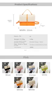 Detailed size guide and specifications for the PU leather crossbody bag showing dimensions