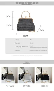Detailed size guide and specifications for luxury rhinestone handbags with PU material