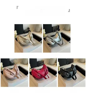 Saddle shoulder bag close-up showing Five stylish colors in a modern minimalist setting
