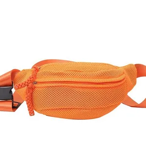 Bright orange mesh chest bag with breathable fabric and adjustable strap for sports