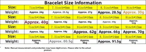 Guide des tailles de bracelets cubains en acier inoxydable avec poids par largeur et longueur