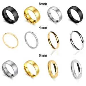 Comparison of stainless steel bands in 4mm, 6mm, 8mm widths and gold, silver, black colors