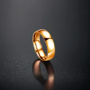 Macro view of polished gold stainless steel band with high shine finish and minimal design