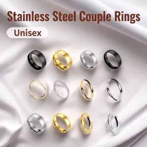 Minimalist Stainless Steel Plain Ring For Men Women Couple High Polished Geometric Round Band Gold Silver Black Rose Gold Rainbow Ring Jewelry Gift