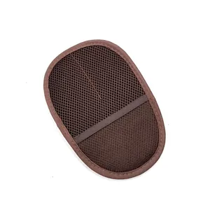Professional brown mesh car wash polishing waxing mitt for vehicle cleaning and detailing