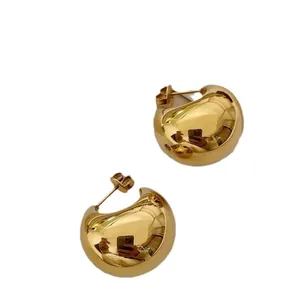 Chunky gold water drop stud earrings with S925 silver needles, elegant jewelry for women