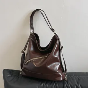 Bolso Tote de Mujer de Piel PU de Gran Capacidad Vintage Multiusos Bolso de Hombro Moda Mochila Bandolera de Mano