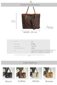 Détails du sac cabas vintage avec imprimé floral, incluant les dimensions et le matériau