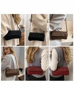 Lifestyle shots of leopard print shoulder bags in black, brown, and wine red colors