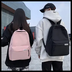 Zaini minimalisti in nylon nero e rosa con tasche laterali per attività all'aperto