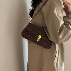 Damen Vintage Leopardenmuster PU Leder Umhängetasche Mode Schicke Achseltasche Lässige Tägliche Kleine Quadratische Handtasche