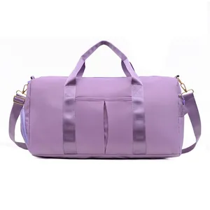 Sac de Sport en Nylon Imperméable pour Femmes Avec Compartiment à Chaussures Séparation Humide et Sèche Sac de Voyage Grande Capacité Yoga Musculation Avec Passant Valise