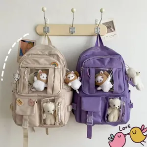 Zaino ita bag stile giapponese grande capacità con finestre trasparenti e peluche carini
