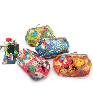 Vintage Embroidered Floral Coin Purse With Metal Kiss-lock Closure Retro Ethnic Style Mini Wallet For Women Keys