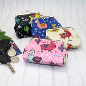 Cartoon Alpaka Druck Mini Münzbörse Retro Metall Kussverschluss Kartenhalter Portemonnaie Für Damen Kinder Süße Kleine Tasche