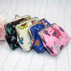 Vierer-Set Comic-Alpaka-Geldbörsen in Schwarz, Weiß, Blau und Rosa mit Metallverschluss