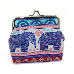 Etnische olifant portemonnee met bohemien mandala patronen en metalen knipsluiting