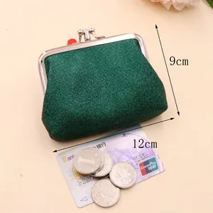 Vintage green sequin coin purse with silver metal clasp closure and dimensions 12x9cm