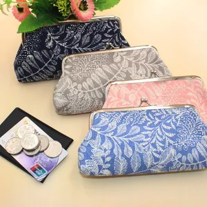 Vintage canvas leaf coin purses with metal clasps in four assorted pastel colors